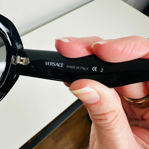 Vintage 80's Versace Black Modified Cat Eye Gray Lense Sunglasses MOD737COL852 - Picture 11 of 12